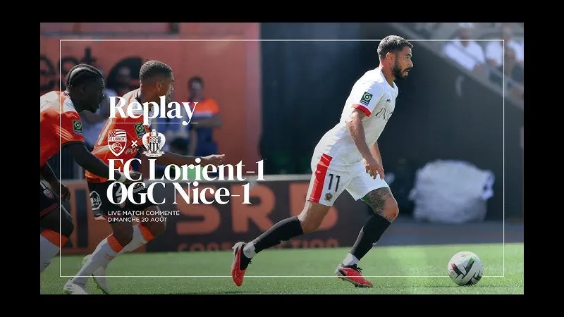 Cầu thủ Nice bứt tốc trước sự áp đảo của hậu vệ đối phương từ Lorient Cầu thủ Nice bứt tốc trước sự áp đảo của hậu vệ đối phương từ Lorient
